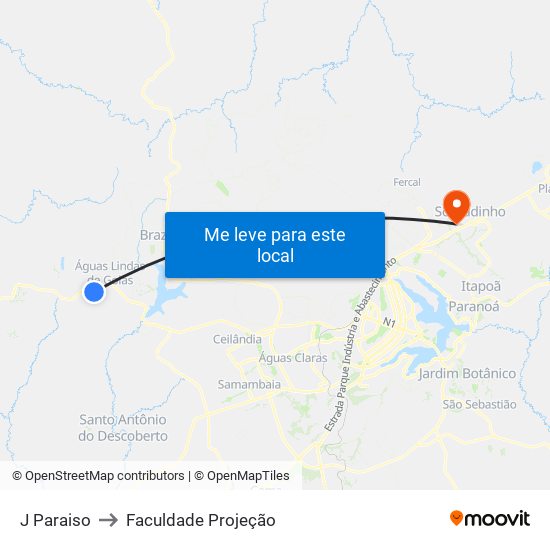 J Paraiso to Faculdade Projeção map
