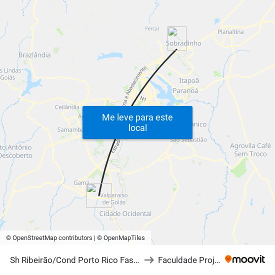 Sh Ribeirão/Cond Porto Rico Fase 3 Q 20 to Faculdade Projeção map