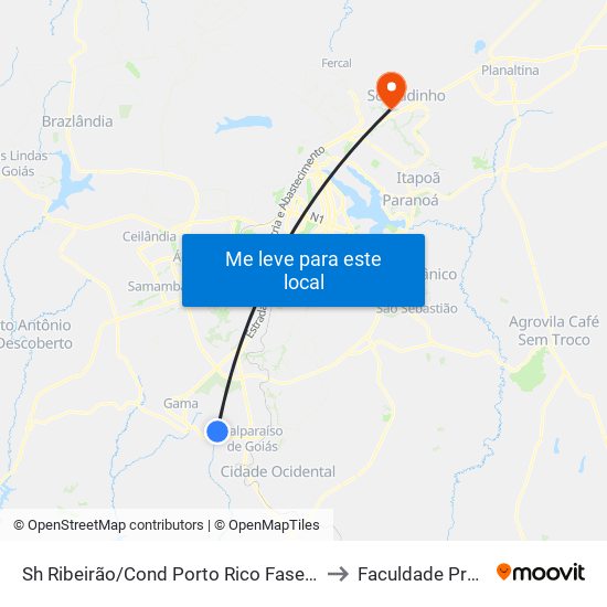 Sh Ribeirão/Cond Porto Rico Fase Q-G-L-5 45 to Faculdade Projeção map