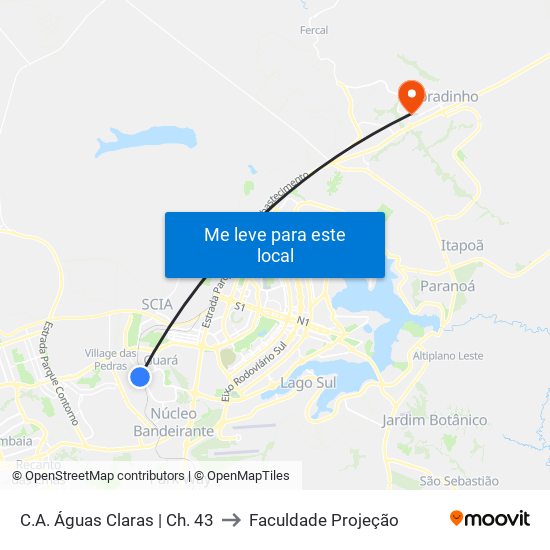 C.A. Águas Claras | Ch. 43 to Faculdade Projeção map