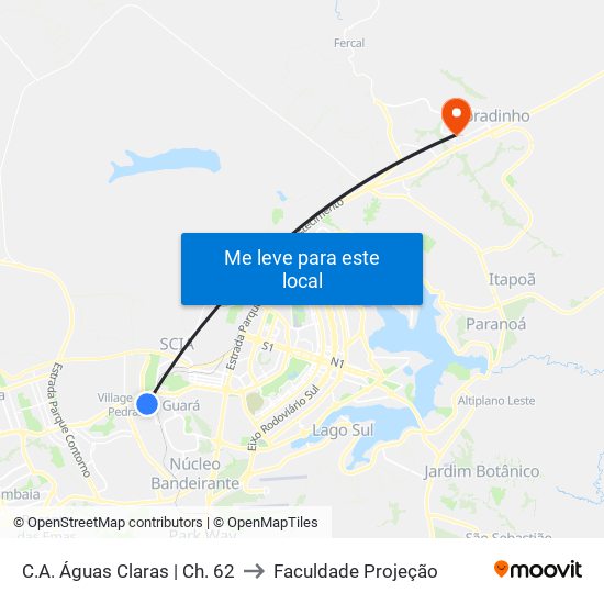 C.A. Águas Claras | Ch. 62 to Faculdade Projeção map