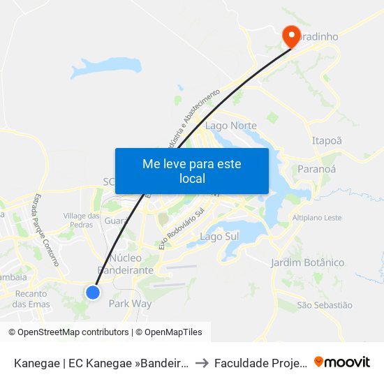 Kanegae | EC Kanegae »Bandeirante» to Faculdade Projeção map