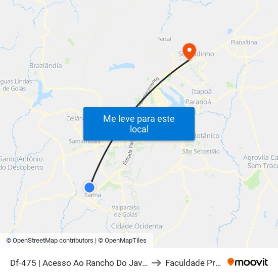 Df-475 | Acesso Ao Rancho Do Javali «Oposto» to Faculdade Projeção map