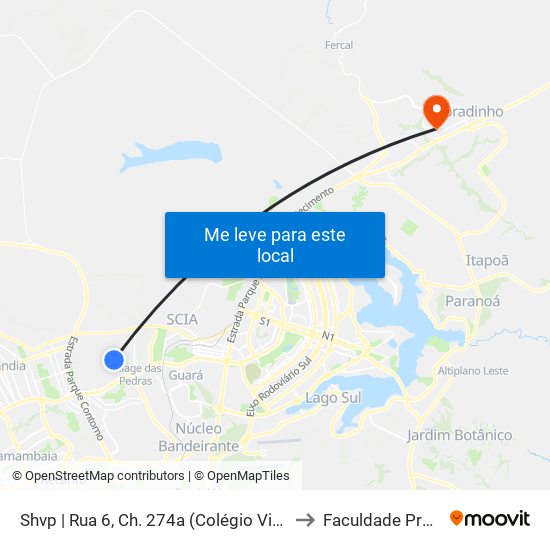 Shvp | Rua 6, Ch. 274a (Colégio Vitória Régia) to Faculdade Projeção map