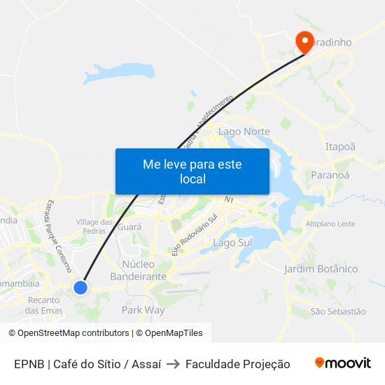 EPNB | Café do Sítio / Assaí to Faculdade Projeção map