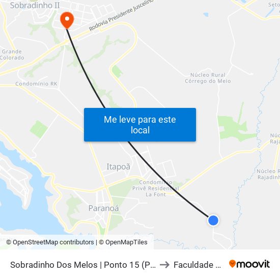 Sobradinho Dos Melos | Ponto 15 (Pizz. Fonte Do Sabor) to Faculdade Projeção map