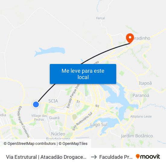 Via Estrutural | Atacadão Drogacenter (Rua 10a) to Faculdade Projeção map