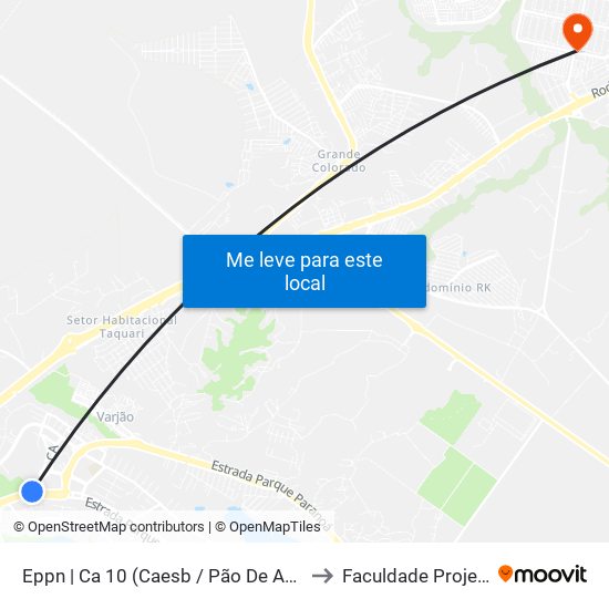 Eppn | Ca 10 (Caesb / Pão De Açúcar) to Faculdade Projeção map