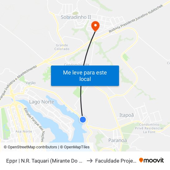 Eppr | N.R. Taquari (Mirante Do Casal) to Faculdade Projeção map