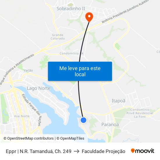 Eppr | N.R. Tamanduá, Ch. 249 to Faculdade Projeção map
