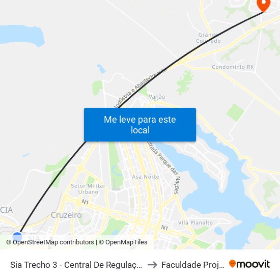 Sia Trecho 3 - Central De Regulação Samu to Faculdade Projeção map
