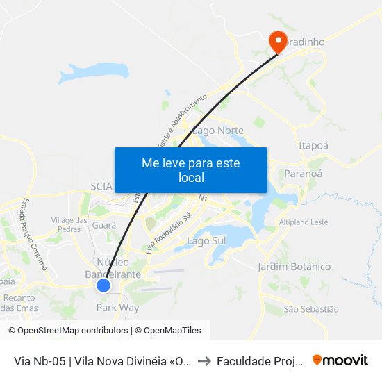 Via Nb-05 | Vila Nova Divinéia «Oposto» to Faculdade Projeção map