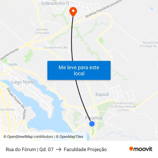Rua do Fórum | Qd. 07 to Faculdade Projeção map