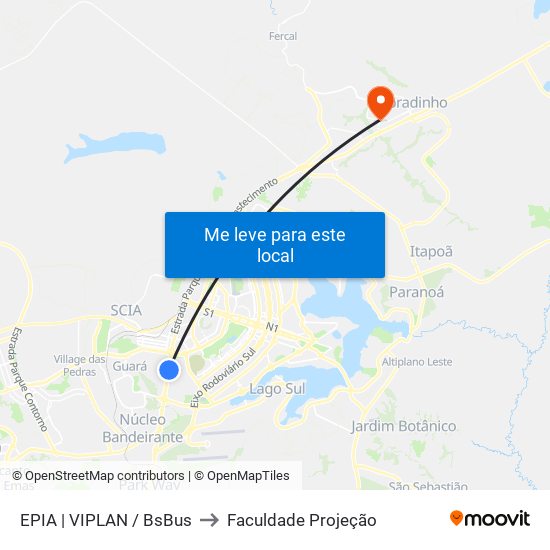 Epia Sul | Garagem Viplan / São José (Lado Oposto) to Faculdade Projeção map