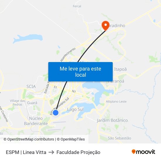 ESPM | Linea Vitta to Faculdade Projeção map