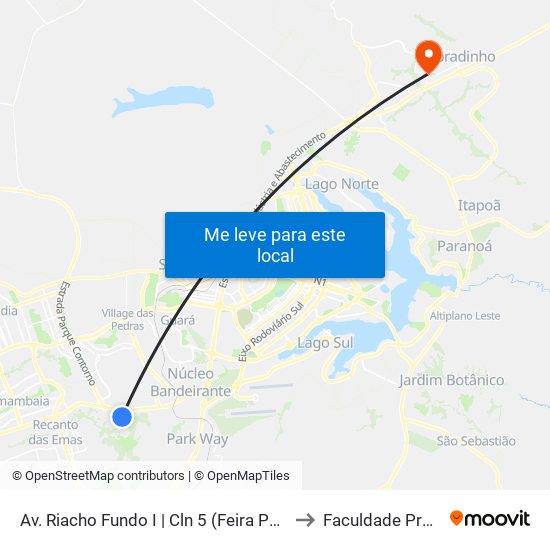 Av. Riacho Fundo I | Cln 5 (Feira Permanente) to Faculdade Projeção map