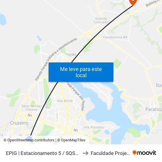 EPIG | Estacionamento 5 / SQSW 103 to Faculdade Projeção map