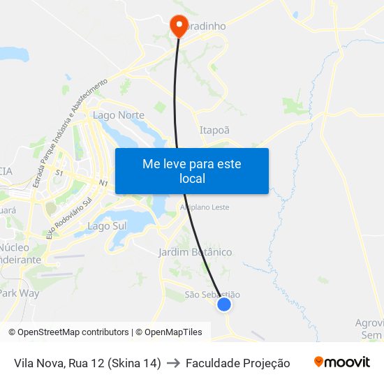 Vila Nova, Rua 12 (Skina 14) to Faculdade Projeção map