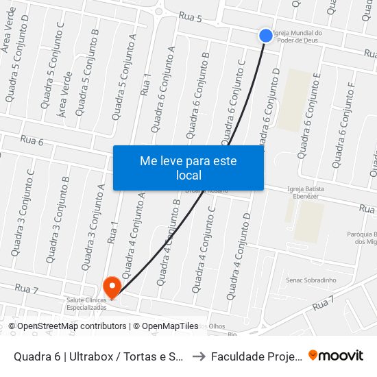 Quadra 6 | Ultrabox / Tortas E Sonhos to Faculdade Projeção map