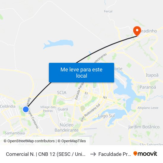 Comercial N. | CNB 12 (SESC / UniProjeção / HRT) to Faculdade Projeção map