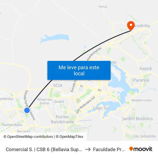 Comercial Sul | Csb 6 (Bellavia) to Faculdade Projeção map