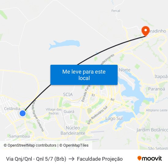 Via Qnj/Qnl - Qnl 5/7 (Brb) to Faculdade Projeção map