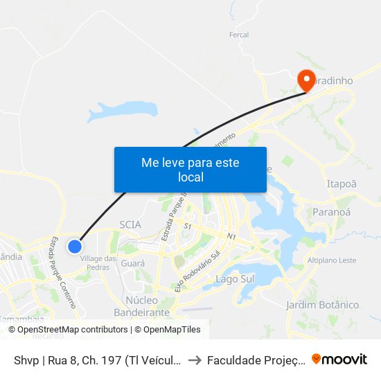 Shvp | Rua 8, Ch. 197 (Tl Veículos) to Faculdade Projeção map