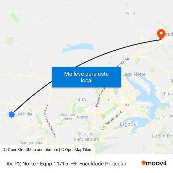 Av. P2 Norte - Eqnp 11/15 to Faculdade Projeção map