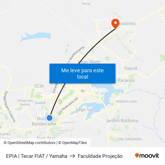 EPIA Sul | Concessionária Tecar Fiat / Yamaha to Faculdade Projeção map