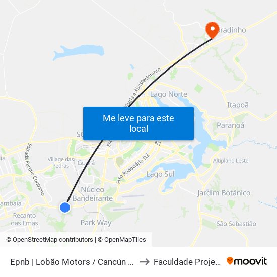 Epnb | Lobão Motors / Cancún Hotel to Faculdade Projeção map