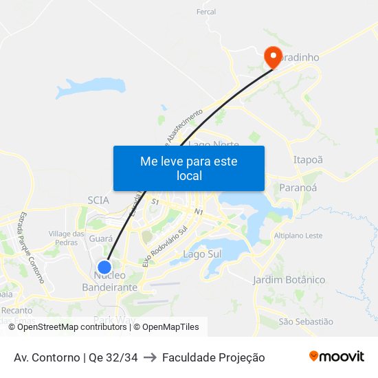 Av. Contorno | Qe 32/34 to Faculdade Projeção map