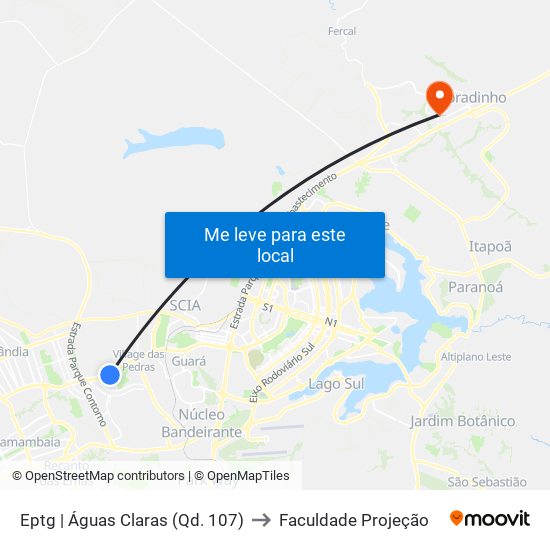 Eptg | Águas Claras (Qd. 107) to Faculdade Projeção map