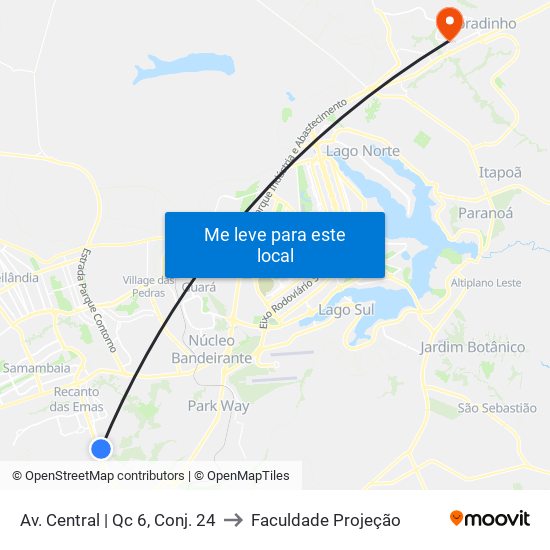 Av. Central | Qc 6, Conj. 24 to Faculdade Projeção map