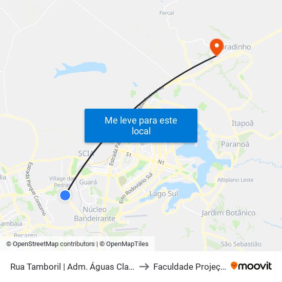 Rua Tamboril | Adm. Águas Claras to Faculdade Projeção map