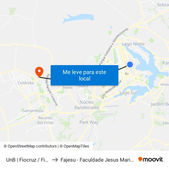 UnB | Fiocruz / Finatec to Fajesu - Faculdade Jesus Maria E José map