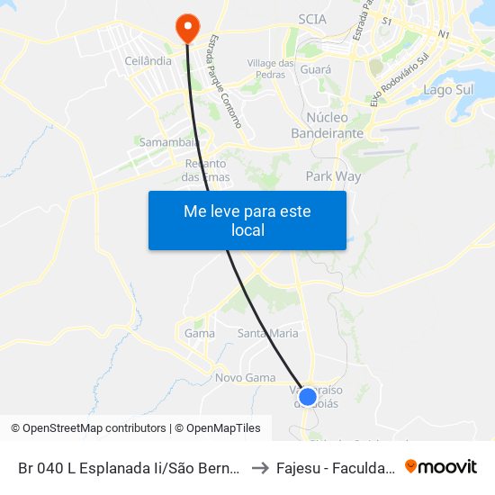 Br 040 L Esplanada Ii/São Bernardo/Hospital Nossa Senhora Aparecida to Fajesu - Faculdade Jesus Maria E José map