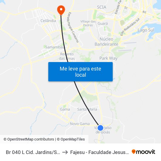 Br 040 L Cid. Jardins/São Bernardo to Fajesu - Faculdade Jesus Maria E José map