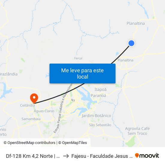 Df-128 Km 4,2 Norte | N.R Monjolo to Fajesu - Faculdade Jesus Maria E José map