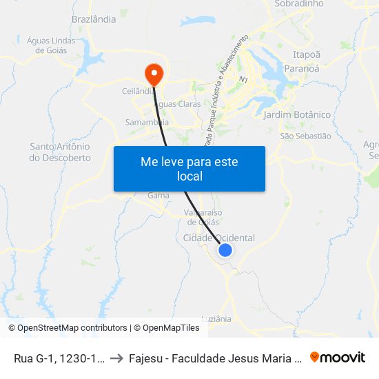 Rua G-1, 1230-1276 to Fajesu - Faculdade Jesus Maria E José map