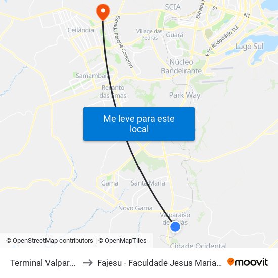 Terminal Valparaíso I to Fajesu - Faculdade Jesus Maria E José map