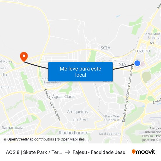 AOS 8 | Skate Park / Terraço Shopping to Fajesu - Faculdade Jesus Maria E José map