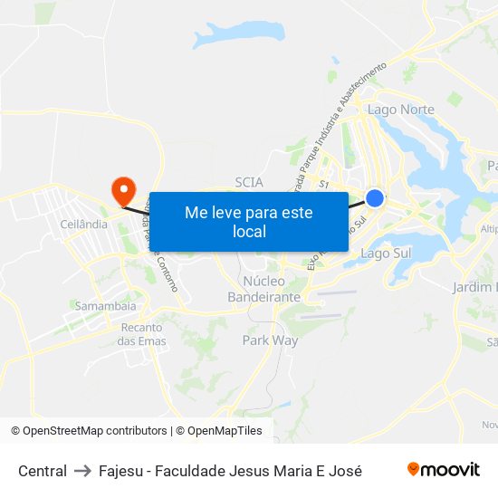 Central to Fajesu - Faculdade Jesus Maria E José map