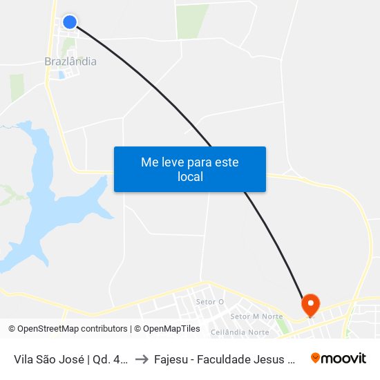 Vila São José | Qd. 46, Conj. D to Fajesu - Faculdade Jesus Maria E José map