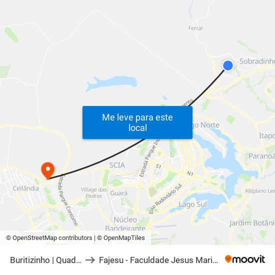 Buritizinho | Quadra 04 to Fajesu - Faculdade Jesus Maria E José map