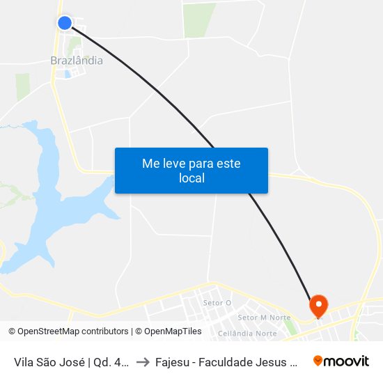 Vila São José | Qd. 46, Conj. A to Fajesu - Faculdade Jesus Maria E José map