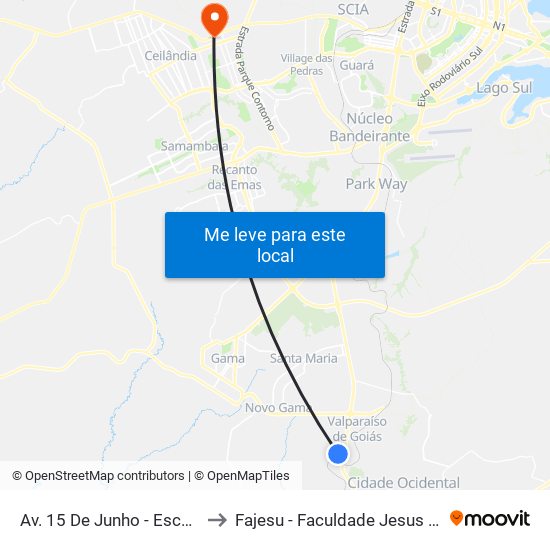 Av. 15 De Junho - Escola Arco Íris to Fajesu - Faculdade Jesus Maria E José map