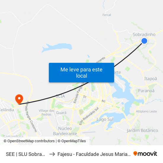 See | Slu Sobradinho to Fajesu - Faculdade Jesus Maria E José map