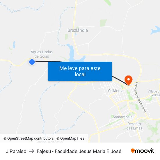 J Paraiso to Fajesu - Faculdade Jesus Maria E José map