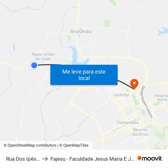 Rua Dos Ipês, 2 to Fajesu - Faculdade Jesus Maria E José map