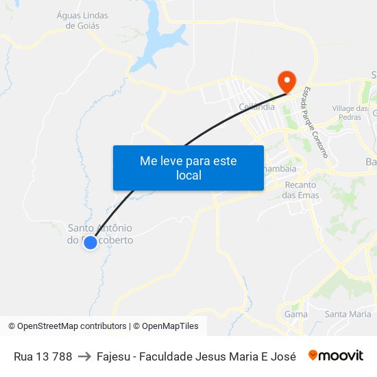 Rua 13 788 to Fajesu - Faculdade Jesus Maria E José map